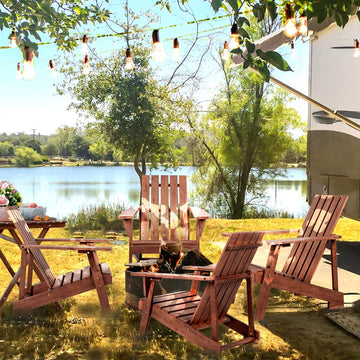Irving Outdoor Patio Modern Acacia Wood Adirondack Chair - JONATHAN Y